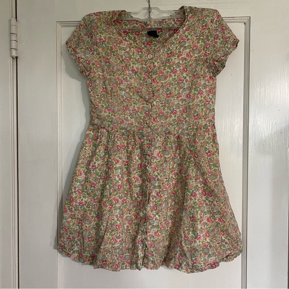 Gap Kids Pink Floral Boho Cottagecore A-Line Cotton Fully Lined Dress Sz: M (8)
